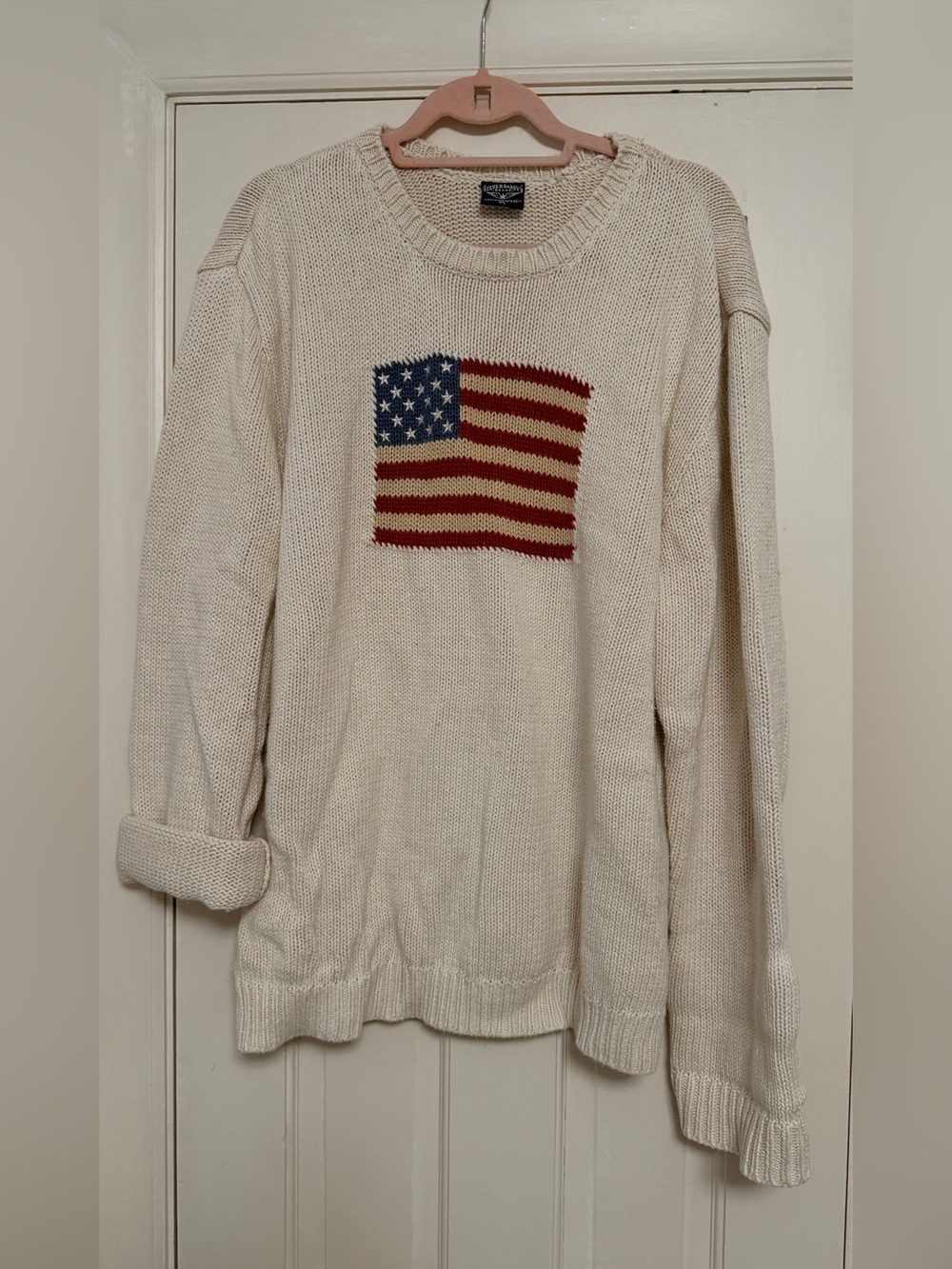 Steve & Barry’s American Flag Cotton Knit Patriotic Sweater Americana SIZE XL